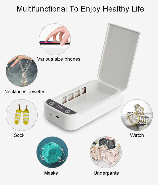 Caja de desinfección de objetos de teléfono inalámbrico esterilizador UV portátil